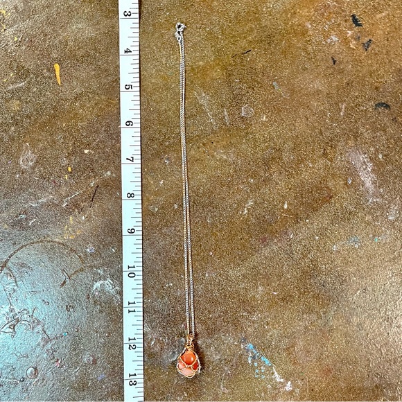 Elegant Rose Gold & Silver Carnelian Minimalist Necklace - Picture 4 of 5